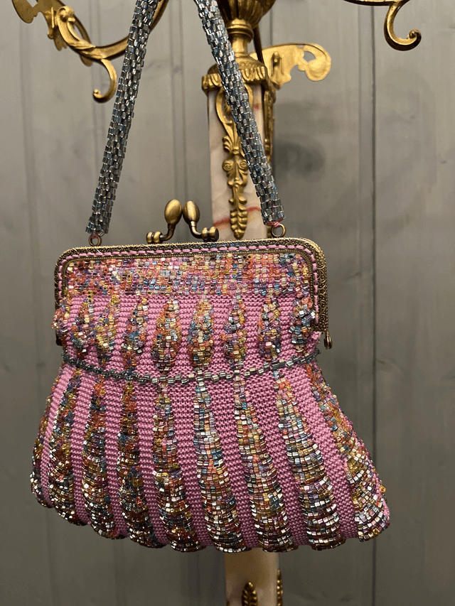 Bead knitted violet purse
