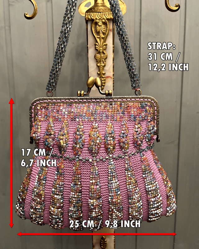 Bead knitted violet purse