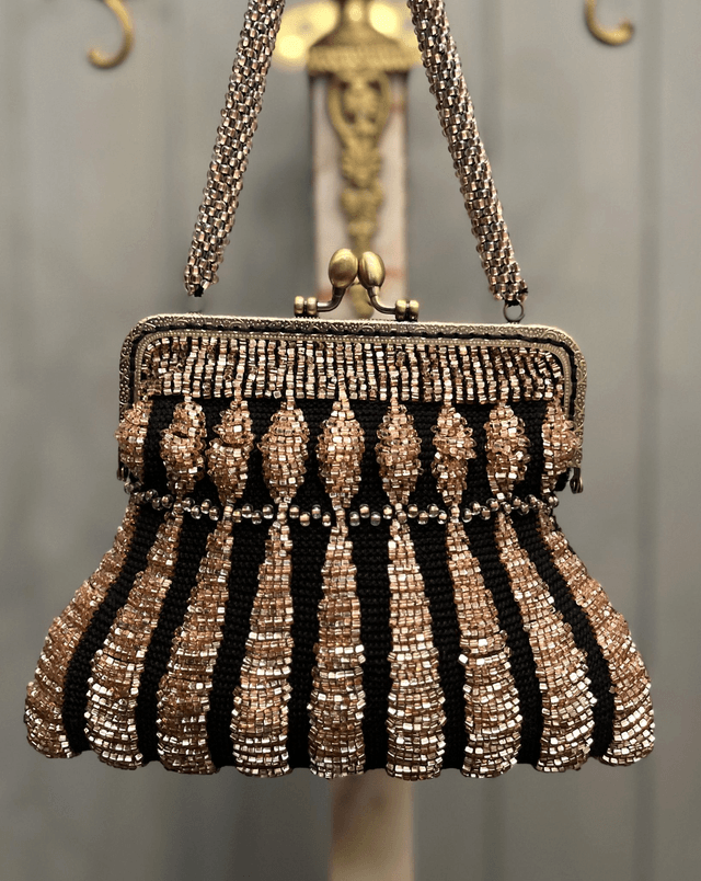 Bead knitted "old pink" purse