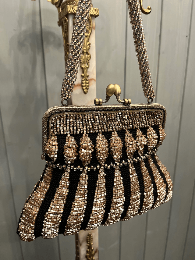 Bead knitted "old pink" purse