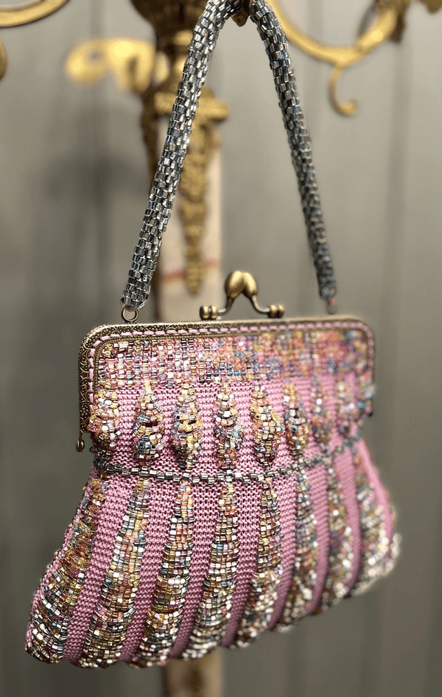 Bead knitted violet purse