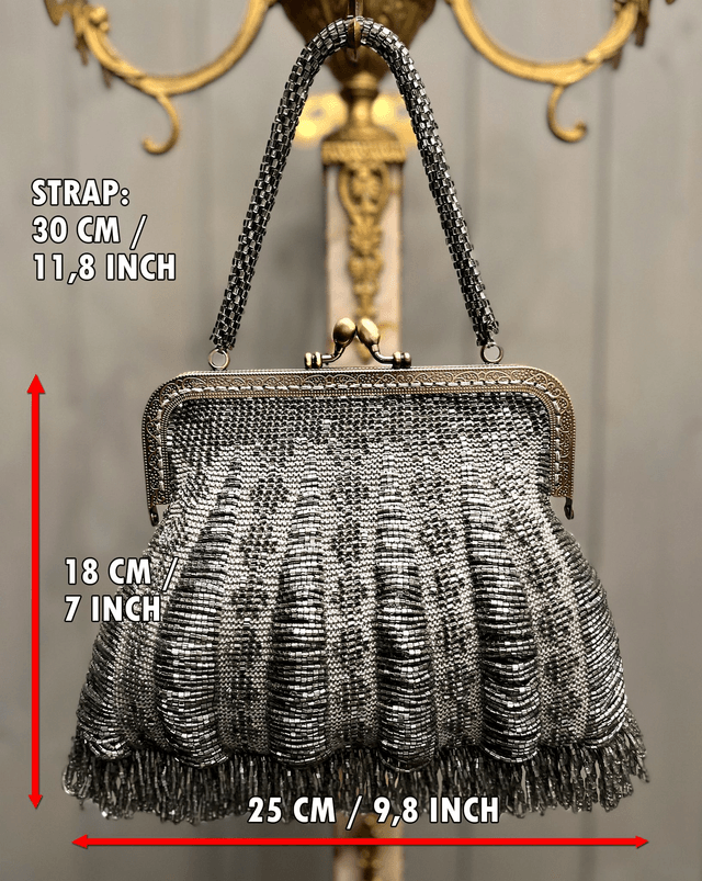 Bead knitted gray purse