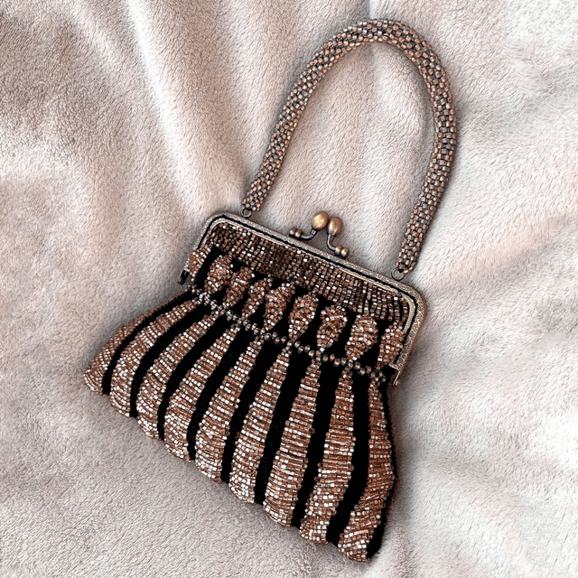 Bead knitted "old pink" purse