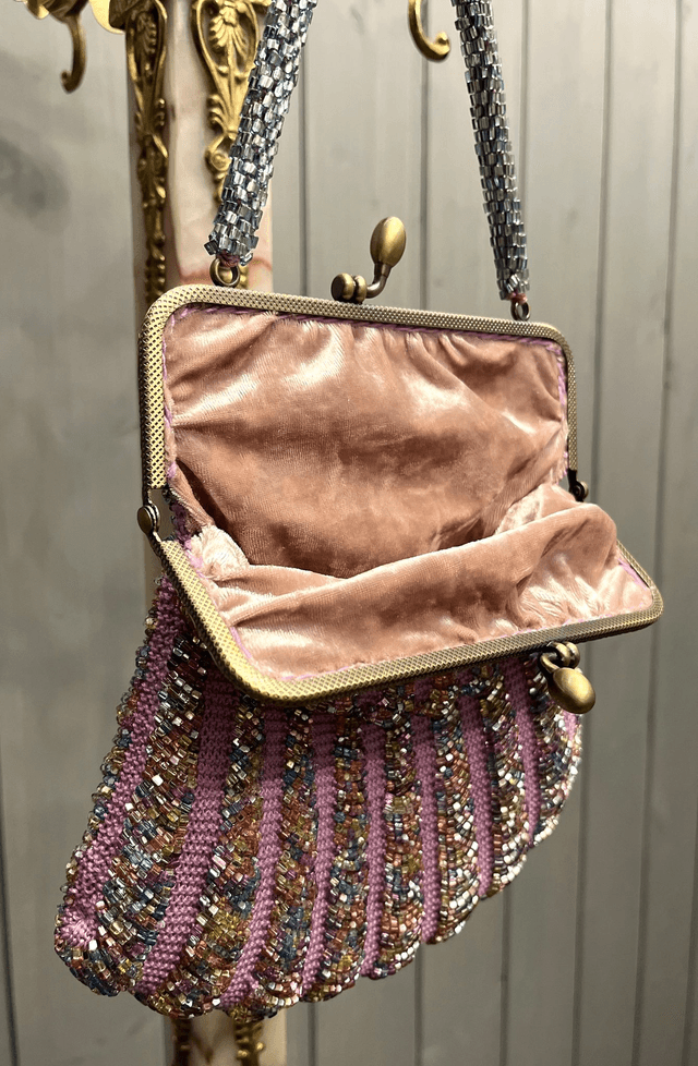 Bead knitted violet purse