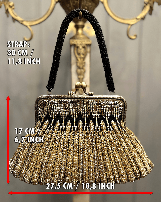 Bead knitted gold/black purse
